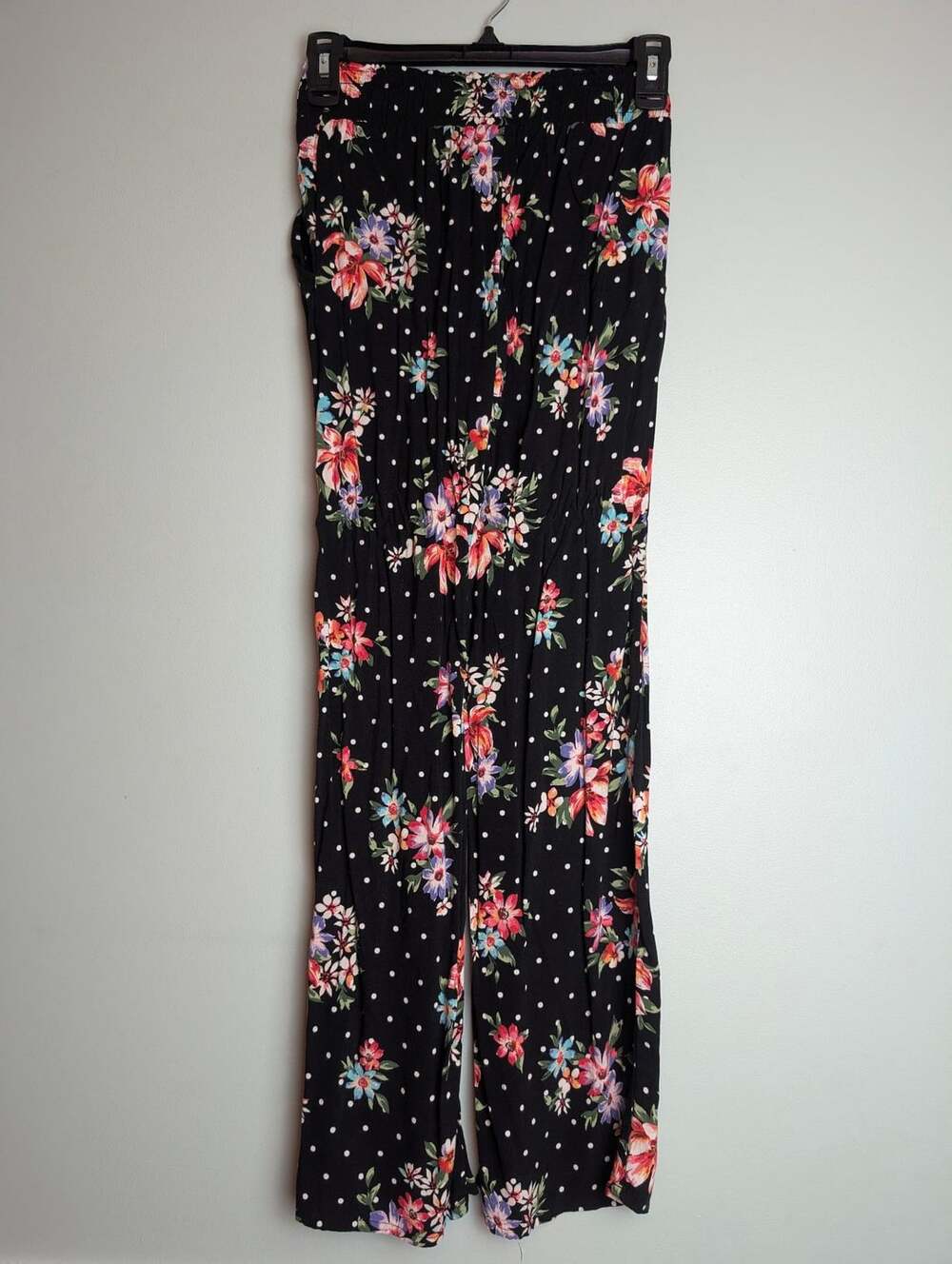 Vacationstyle Summeroutfit Joe B Floral Polka Dot Pants Black Rayon Palazzo